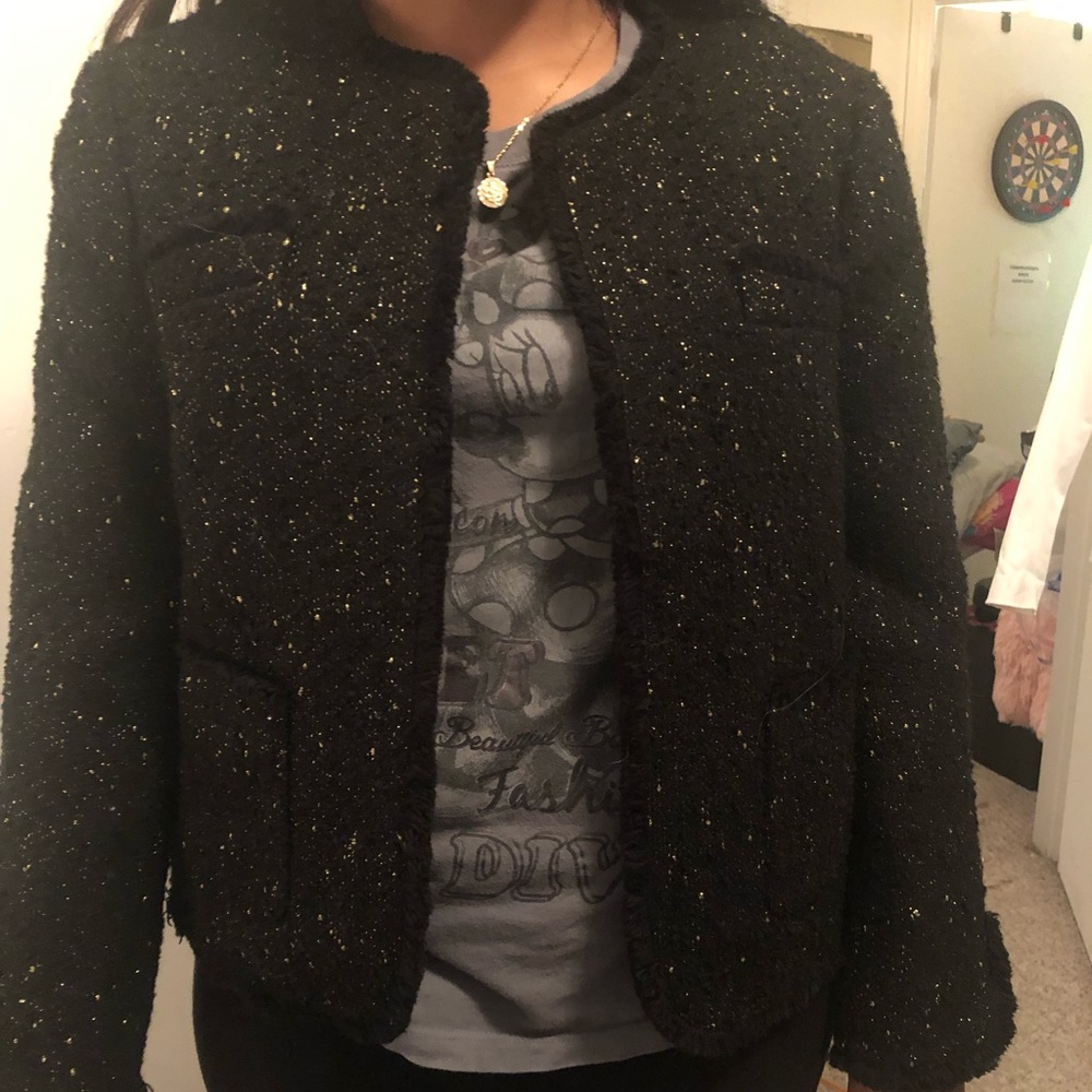 Ann Taylor black metallic tweet jacket